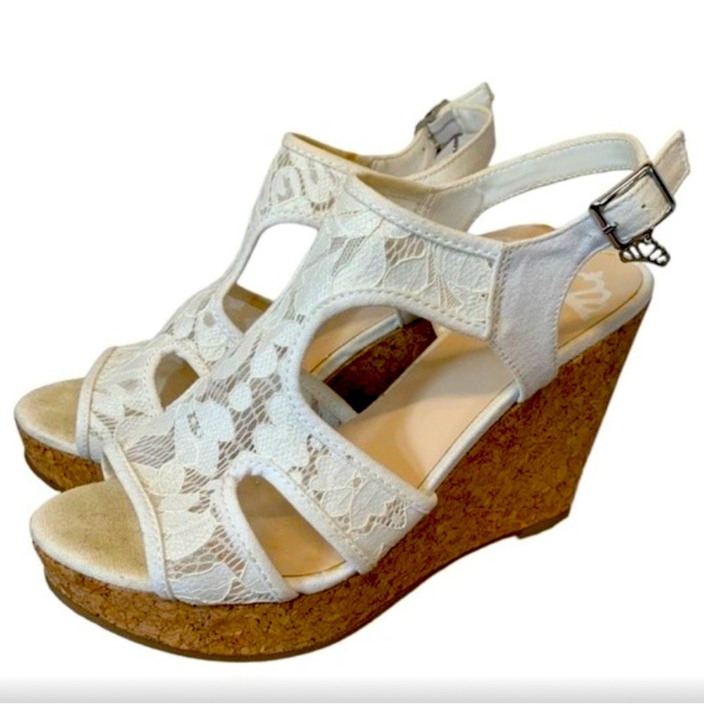 Fergalicious | White Lace Kensie Wedge Platform Heels 9
